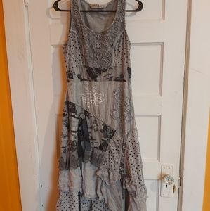 🖤 Grey Patchwork and Lace Distressed Dress